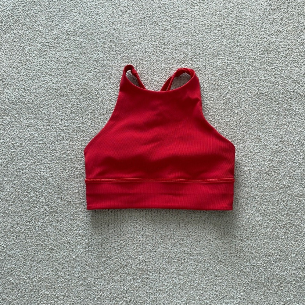 lululemon Energy Bra High Neck Long Line Bra size 6 in Carnation Red